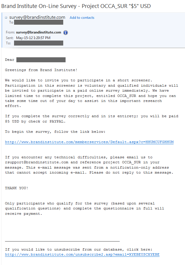 Brand Institute survey screenshot brand institute survey screenshot
